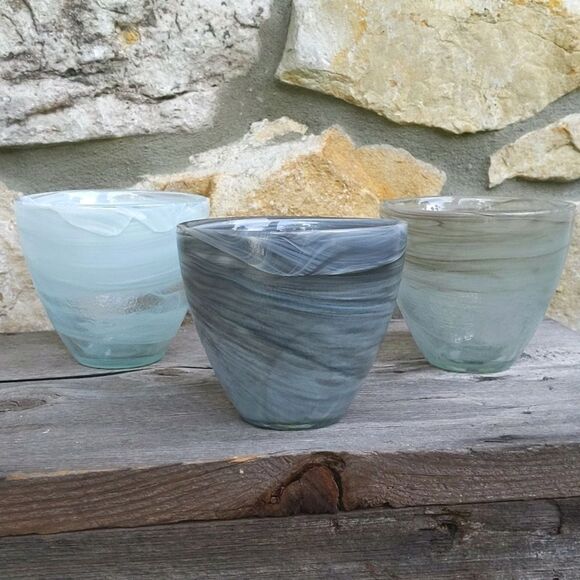 Ecoglass Votive Candle Holders Swirl Recycled Glass Eco-friendly Home Decor - Picture 1 of 17